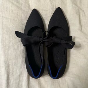 EUC Rothy’s The Point Bow-Tie Black Mary Jane Ballet Flats Size 10